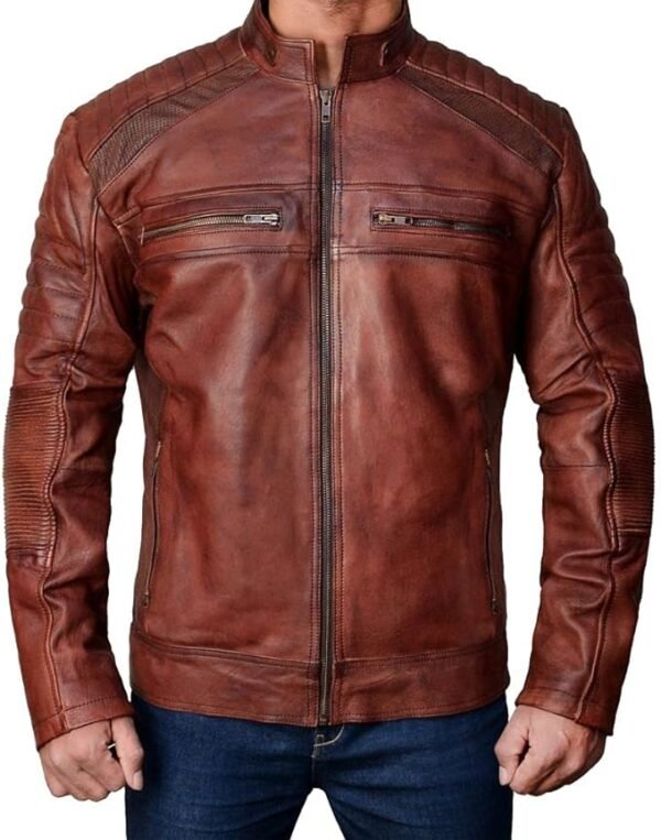 Men's Distressed Brown Vintage racer Leather jacket