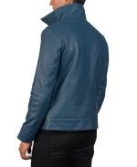 Buy Columbus leather Bomber Jacket Blue for Men