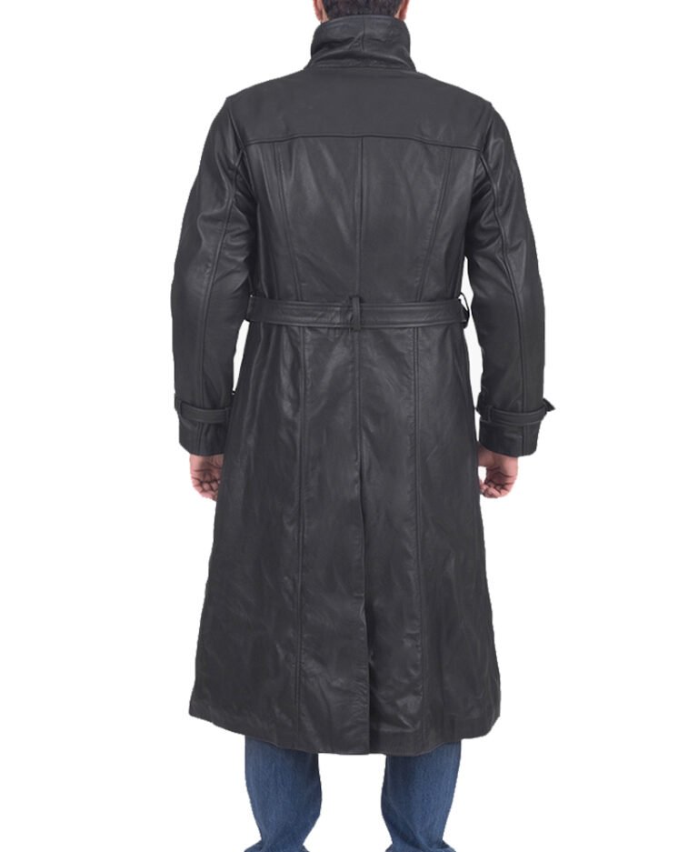 Daniel Black Leather Trench Coat for Men