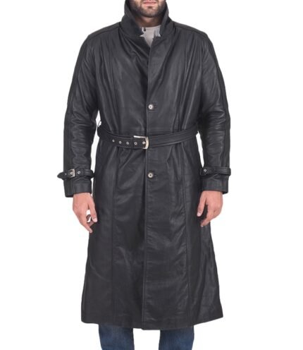 Buy Daniel Black Leather Trench Coat for Men