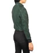 Classic Zenna Green Suede Bomber Jacket for Women