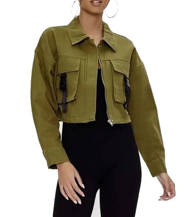 Isabella Papas cropped jacket in Green