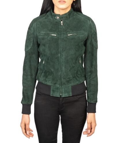 Zenna Green Suede Bomber Jacket