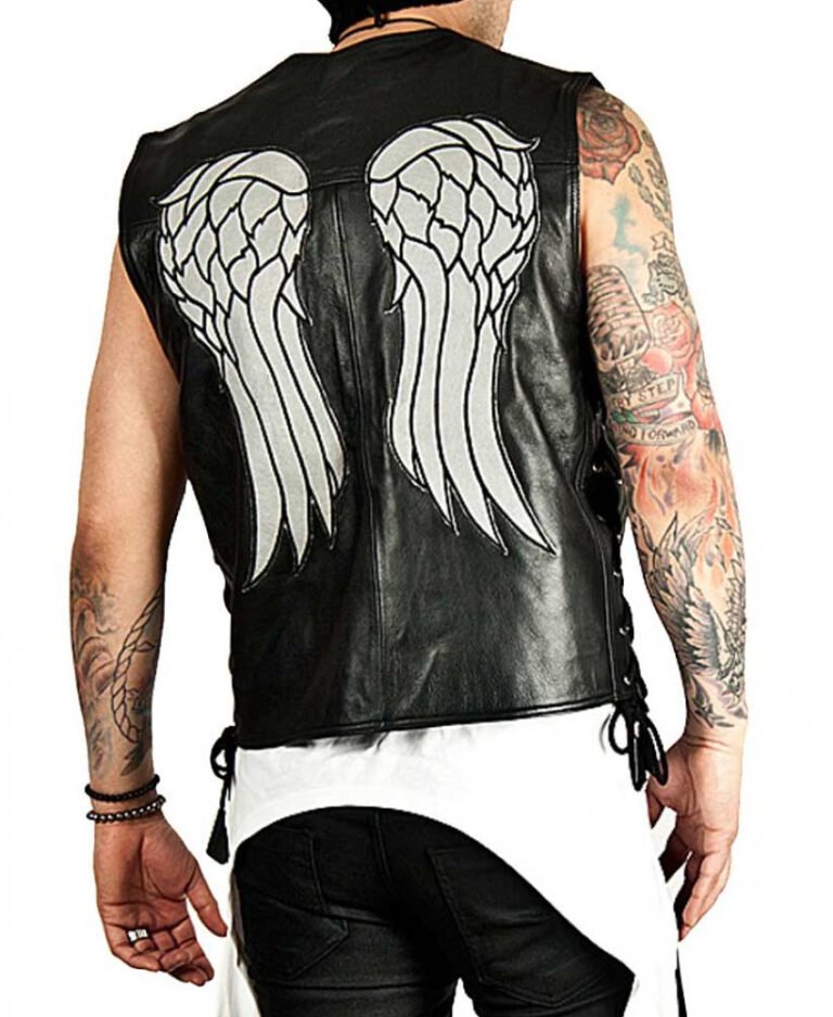 The Walking Dead Angel Wings Leather Vest Black