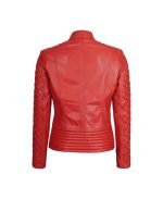 Buy Women's Quilted Cafe Racer Jacket Red on sale