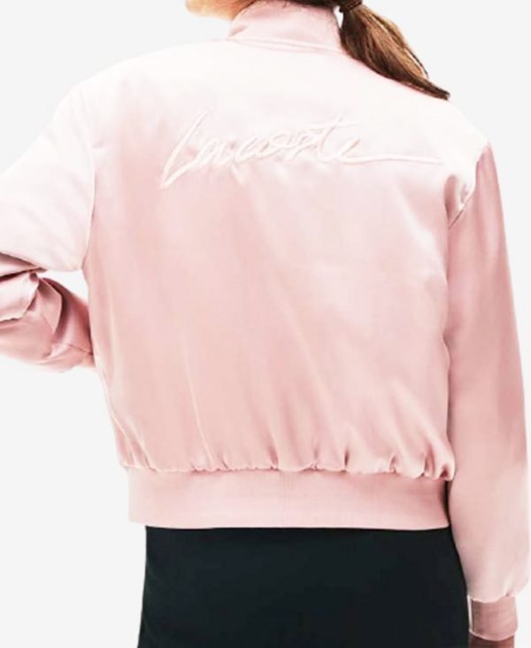 Beautiful Emily Pink Satin Bomber Jacket for Women