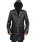 Buy Assassin's Creed Leather Trench Coat in Black Color