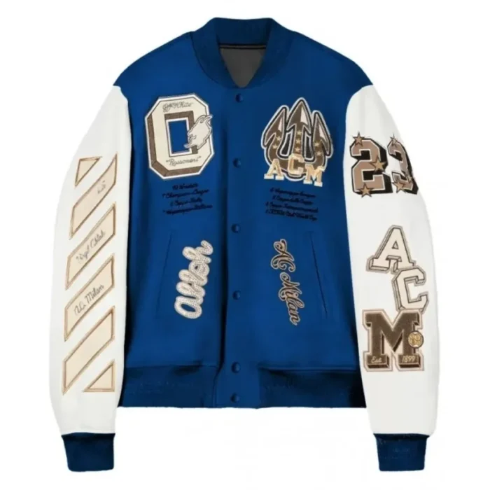 AC MILAN VARSITY BOMBER BLUE JACKET ON SALE