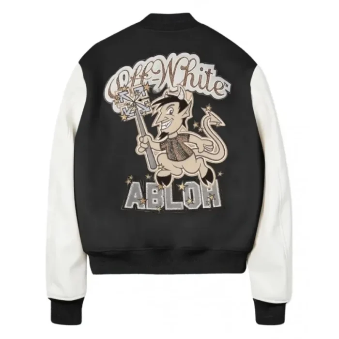 AC MILAN VARSITY BOMBER WHITE & BlACK JACKET