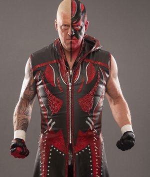 Buy AEW Goldust Leather Coat Red and Black - The Jacket Place