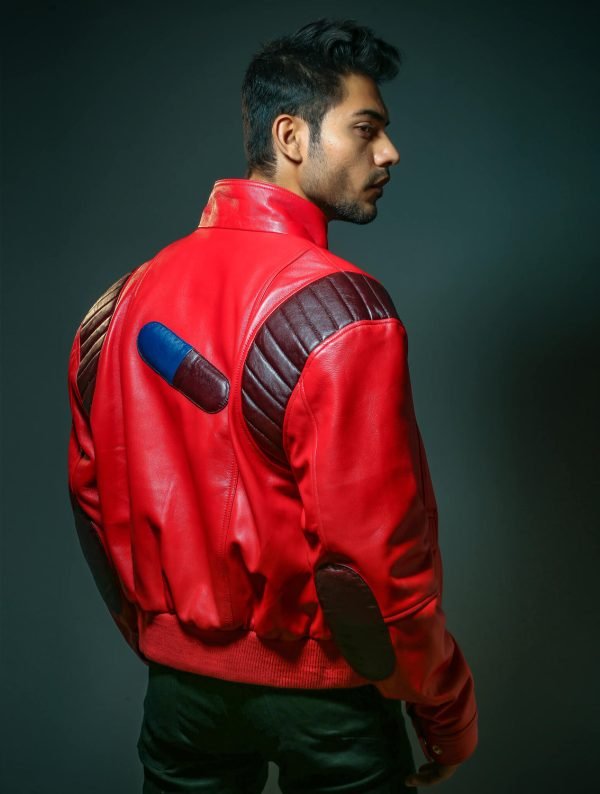 Buy Akira Handcrafted Men's Red Capsule Patch Leather Jacket for Men
