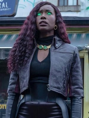 Cool and Classic Titans Anna Diop Cropped Purple Jacket