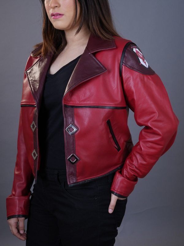 Elevate Style in Women's Arcane VI Red Leather Jacket - The Jacket Place