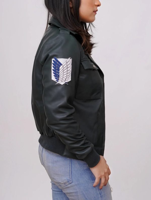 Buy Attack on Titan Women's Green Leather Jacket