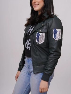 Showcase your fan pride with Women's Attack Green Leather Jacket