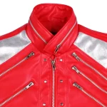 Michael Jackson Beat it Metal Zipper Red Leather Jacket
