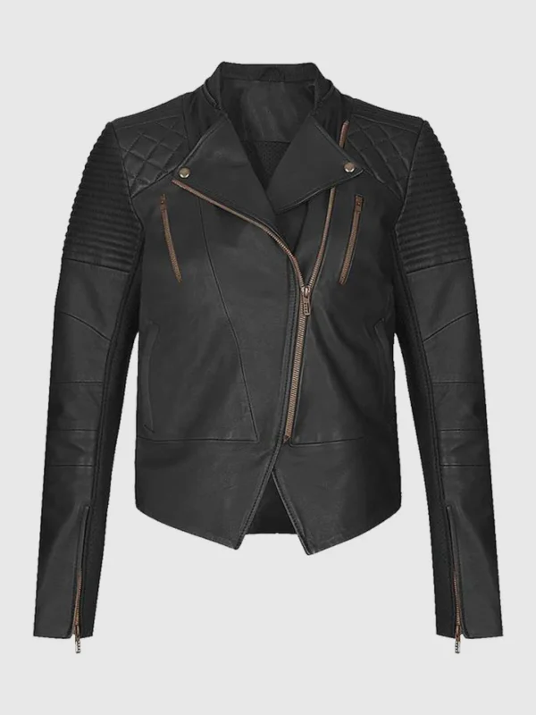 Buy Black Flame Biker Leather Jacket for Women- The Jacket Place