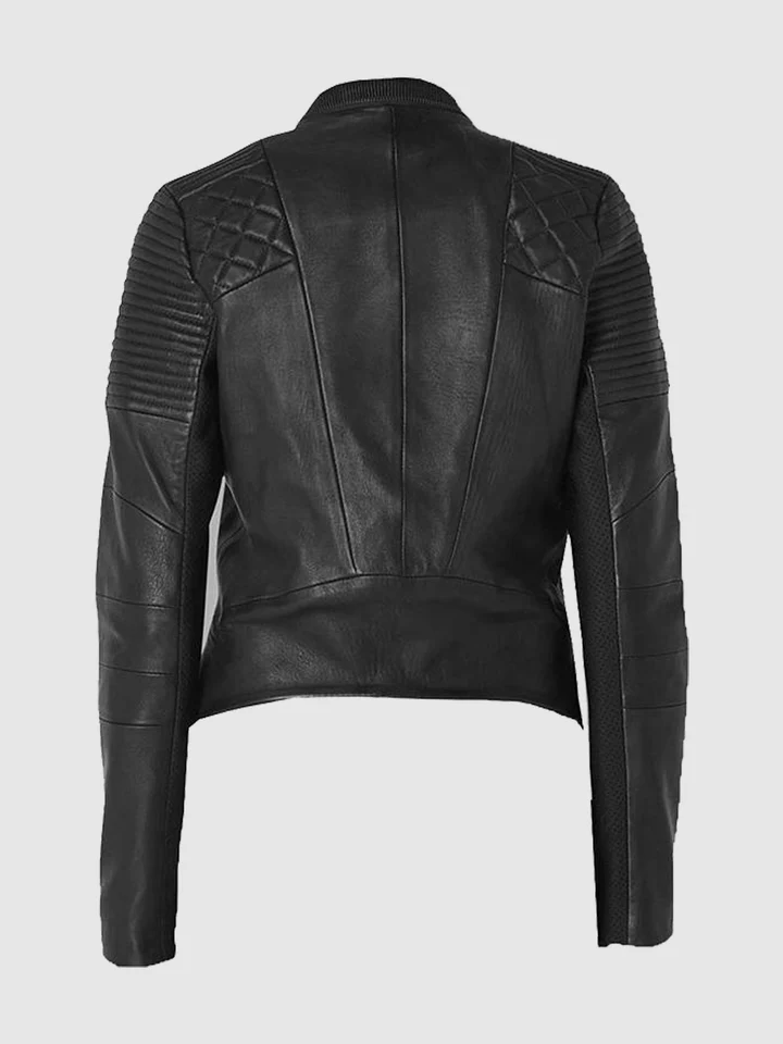 Buy Black Flame Women's Biker Leather Jacket - The Jacket Place