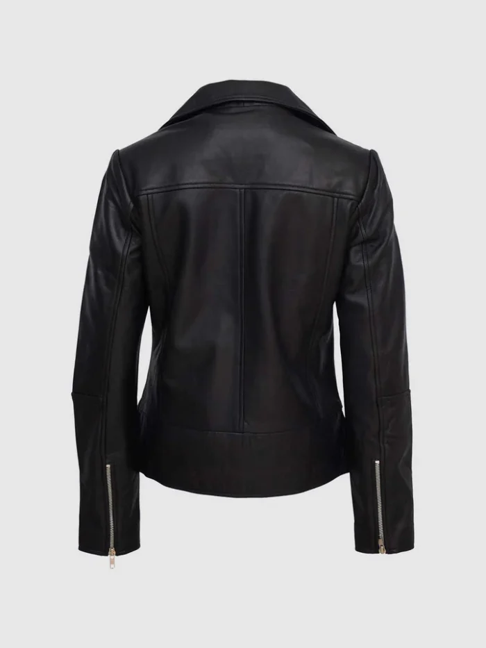Buy Women's Black Leather Biker Jacket - The Jacket Place