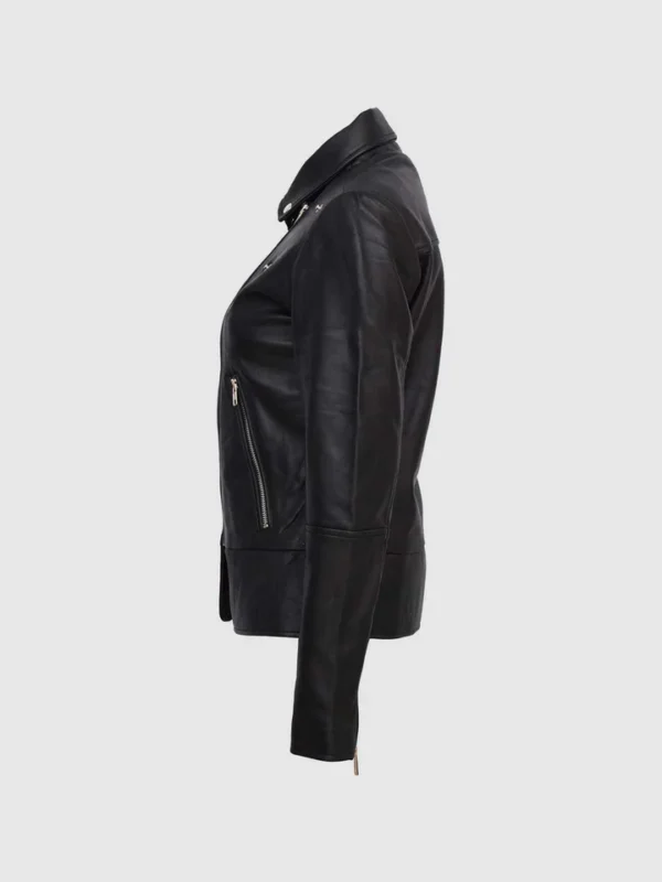 Black Leather Women Biker Jacket - The Jacket Place