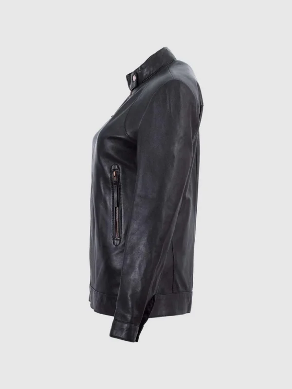 Classic Black Leather Motorcycle Women Jacket