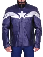 Buy Captain America Chris Evans Winter Soldier Leather Jacket In Blue