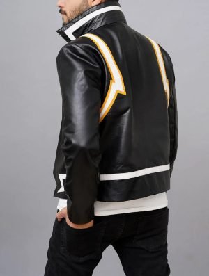 Black Handmade Denki Cosplay Leather Jacket - The Jacket Place