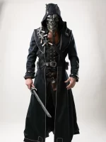 Buy Dishonored Corvo Attano Black Leather Hooded Coat for Men