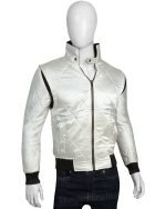 Drive Scorpion Bomber White Leather Jacket