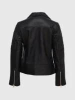 Elegant Leather Jacket for Women in Black Shade