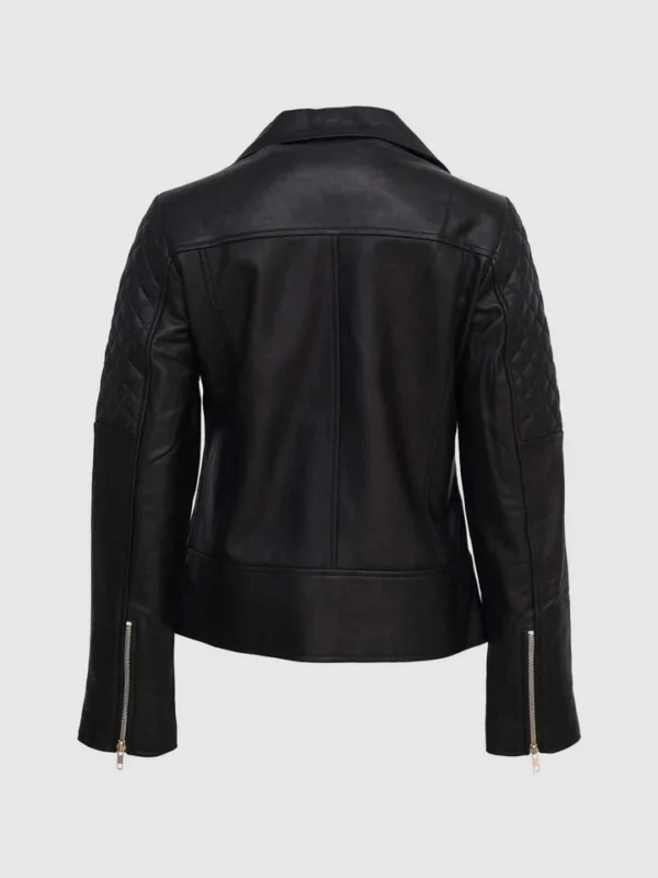 Elegant Leather Jacket for Women in Black Shade