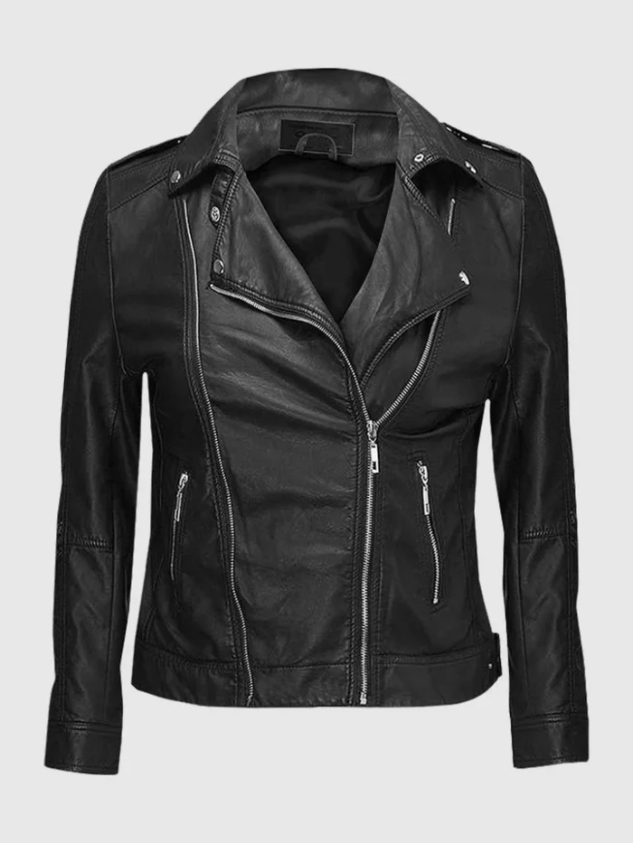 Buy Ember Black Leather Biker Jacket for Women