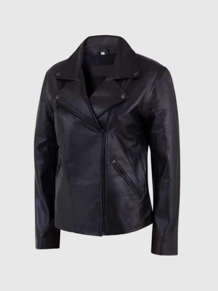 Buy Female Motorcycle Leather Jacket Black - The Jacket Place