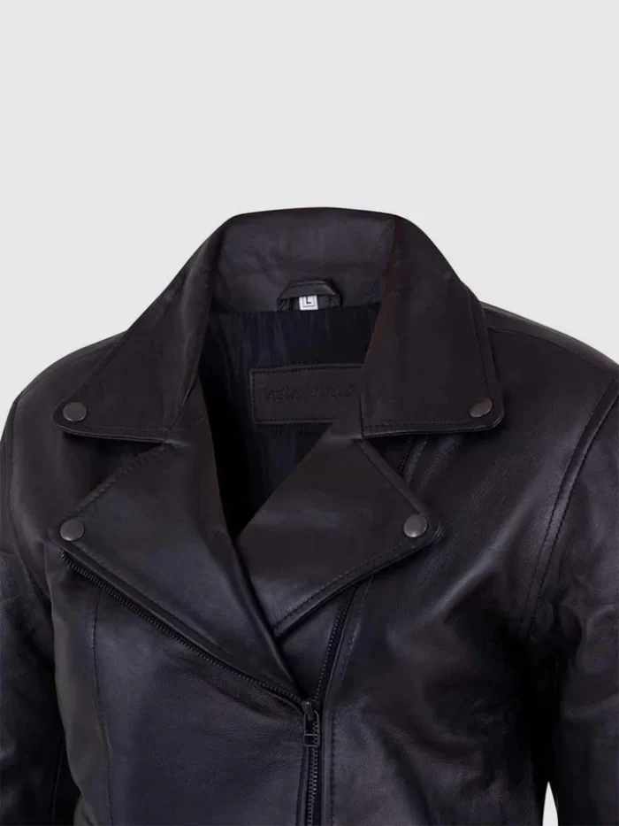 Female Black Motorcycle Leather Jacket