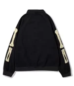 Black Furry Bone Patchwork Skeleton Leather Jacket for Men