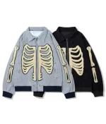 Buy Furry Bone Patchwork Skeleton Jacket for Men