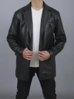 Buy Handmade Men's Formal Genuine Black Leather Coat for Party Dinner - The Jacket Place