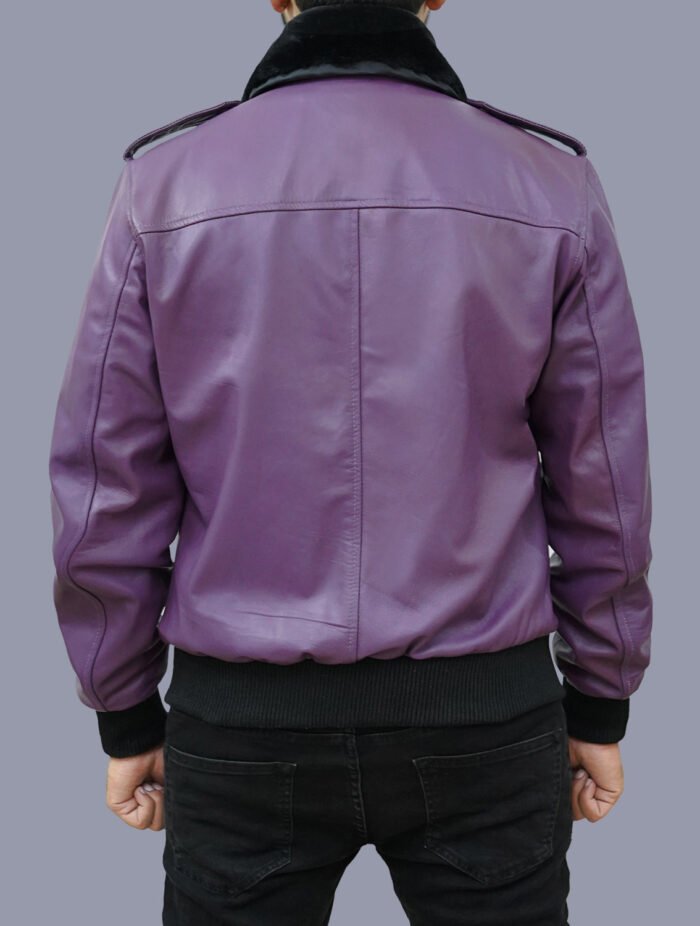 Goon Clown Prince of Crime Bomber Leather Jacket Purple Color