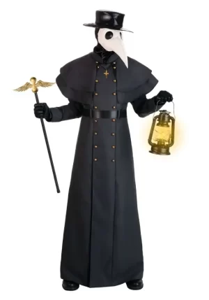Classic Halloween Plague Doctor Costume Coat in Black