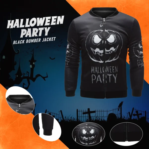 Buy Mens Halloween Party Black Bomber Jacket - The Jacket Place