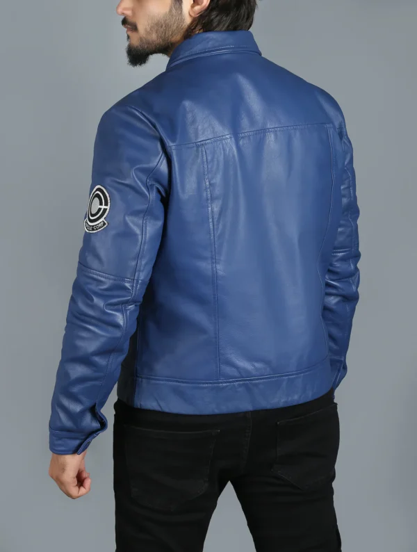 Buy Handmade Mens Capsule Corp Blue Leather Jacket - The Jacket Place