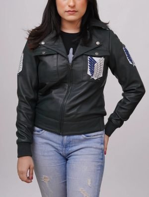 Buy Handmade Women's Attack Green Leather Jacket