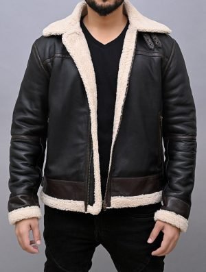 Buy Inspired Leon Kennedy Cosplay Shearling Leather Jacket - The Jacket Place