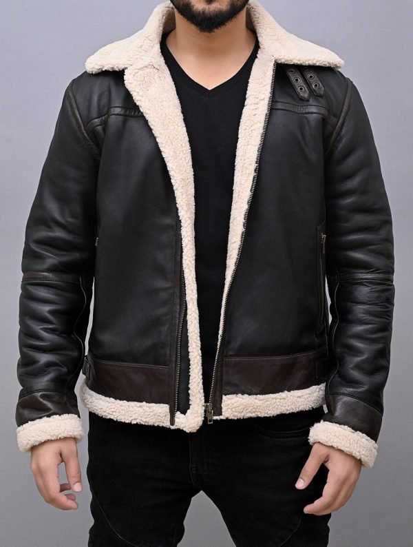 Buy Inspired Leon Kennedy Cosplay Shearling Leather Jacket - The Jacket Place