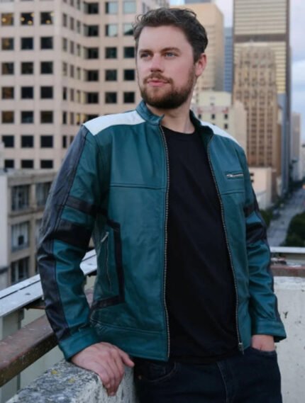 Handmade Men's Cosplay Costume Green Leather Jacket - The Jacket Place
