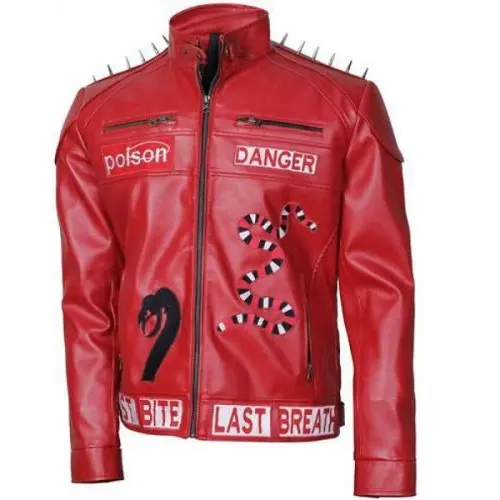 Buy I am Venomous Last Bite Snake Danger Studded Leather Jacket