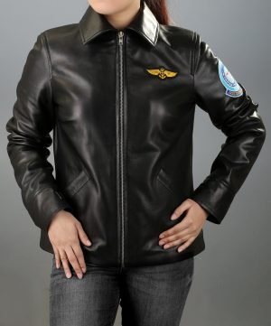 Buy Kelly McGillis Top Flight Leather Jacket Black Color - The Jacket Place