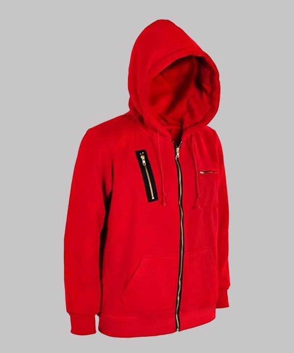 La Casa De Papel Money Heist Hoodie Red Leather Jacket