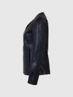 Female Leather Biker Jacket Black Color