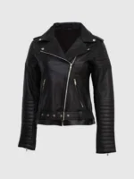 Buy Leather Padded Biker Jacket Black Color for Women - The Jacket Place